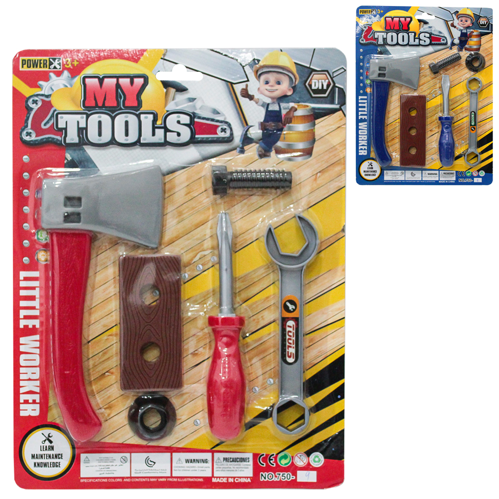 KIT FERRAMENTA INFANTIL COM MACHADO + PARAFUSO E ACESSORIOS MY TOOLS 6 PEÇAS
