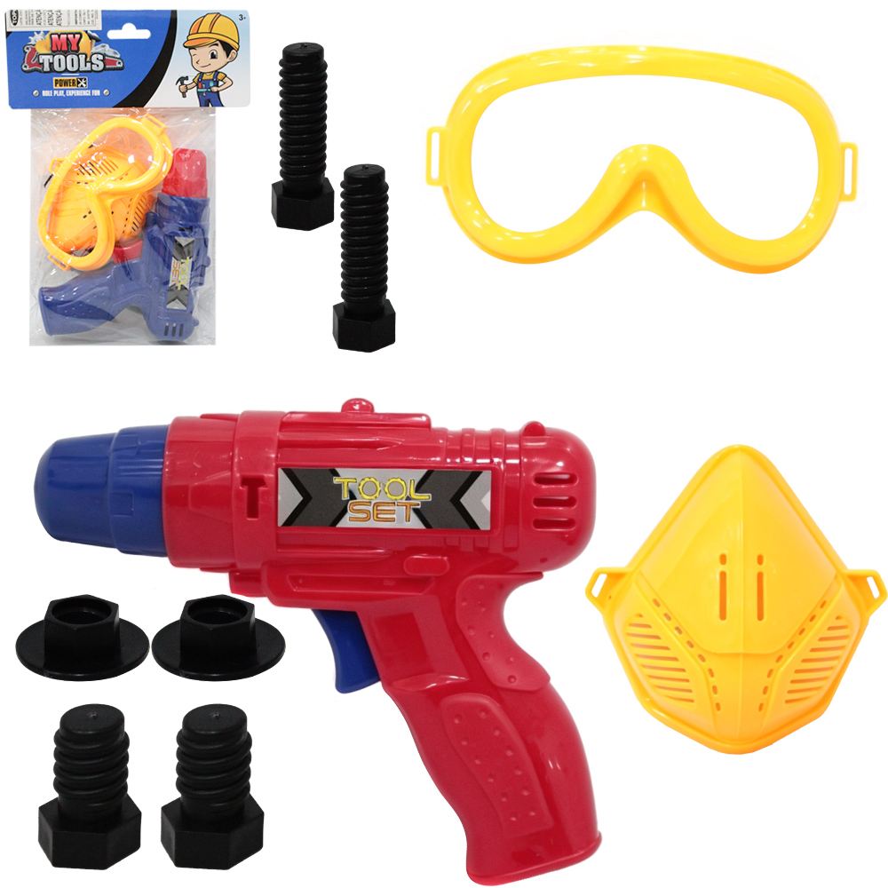 KIT FERRAMENTA INFANTIL COM FURADEIRA + OCULOS E ACESSORIOS MY TOOLS 8 PECAS