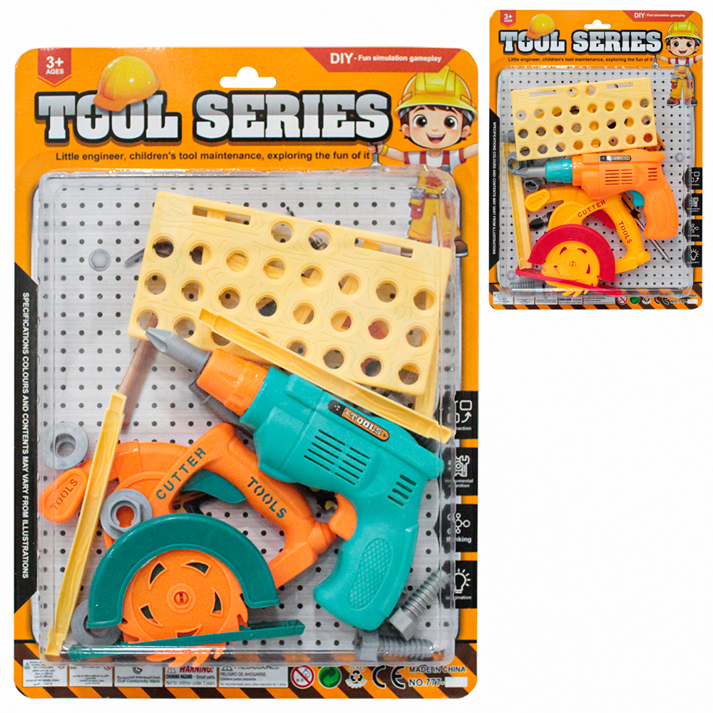 KIT FERRAMENTA INFANTIL COM FURADEIRA + ACESSORIOS TOOL SERIES 14 PECAS 