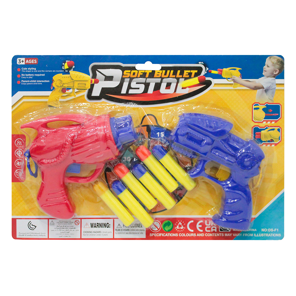 PISTOLA / REVOLVER LANCA DARDO ESPUMA DUPLA COM 6 DARDOS SOFT BULLET PISTOL