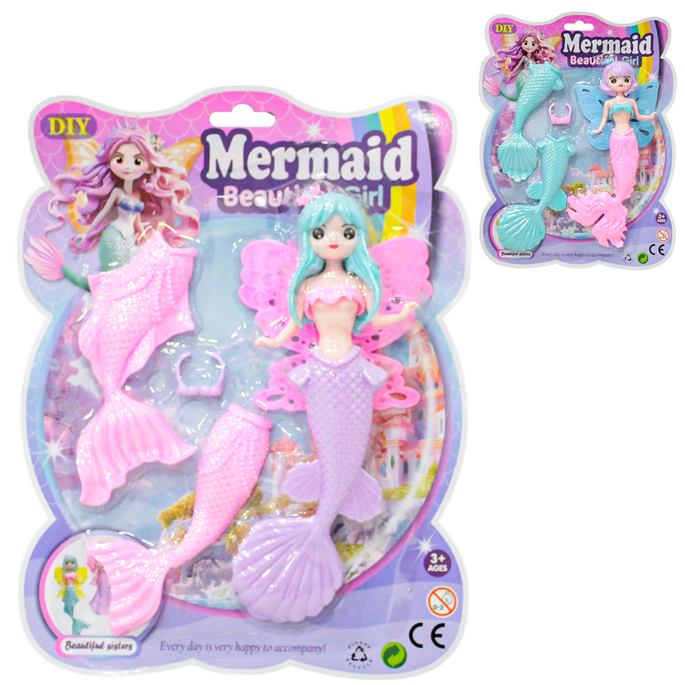 BONECA FADA / SEREIA MERMAID BEAUTIFUL GIRL TROCA ROUPA DE PLASTICO COM ACESSORIO 4 PECAS