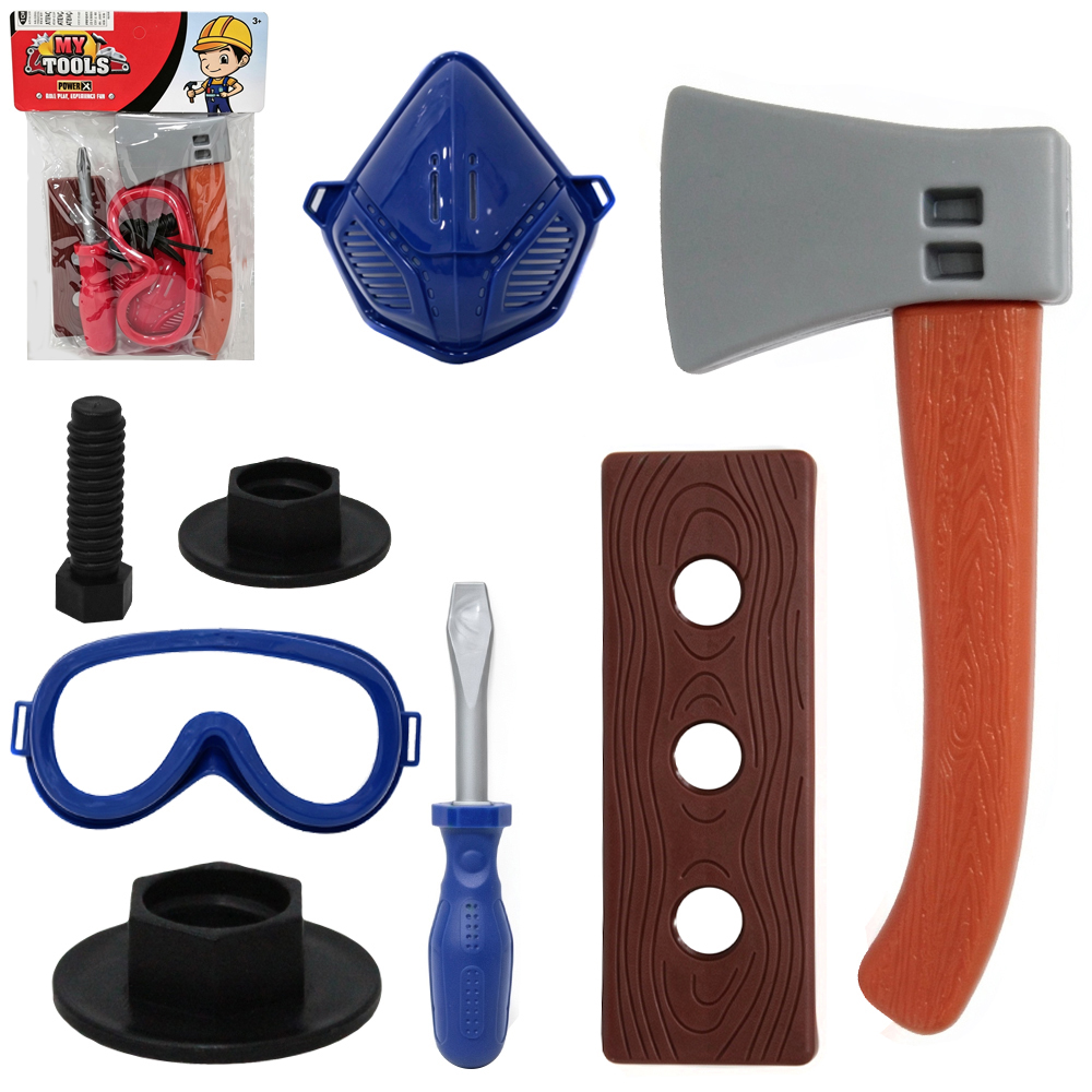 KIT FERRAMENTA INFANTIL COM MACHADO + OCULOS E ACESSORIOS MY TOOLS 8 PECAS