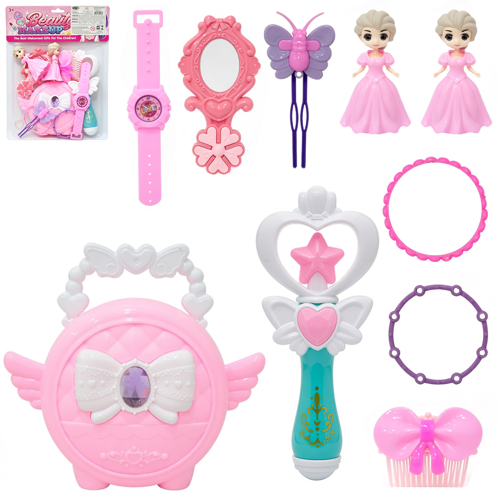 BONECA BEAUTY MAKEUP COM BOLSA + ESPELHO E ACESSORIOS 12 PECAS