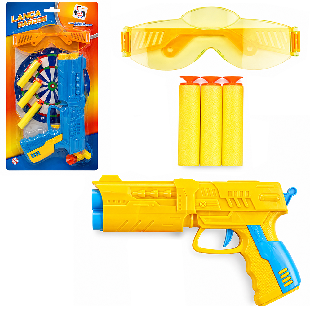 PISTOLA / REVOLVER LANCA DARDO ESPUMA / VENTOSA COM 3 DARDOS + OCULOS