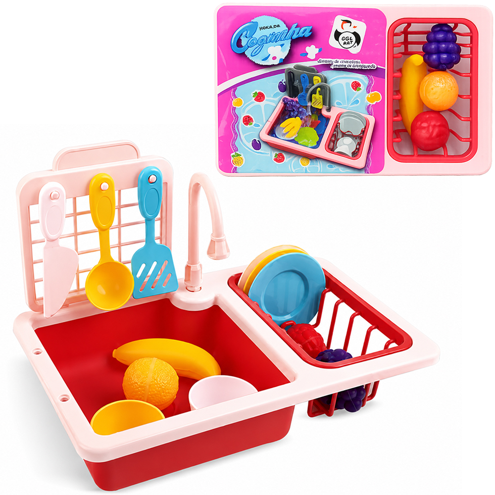 KIT COZINHA INFANTIL COM PIA + FRUTAS E ACESSORIOS 15 PECAS