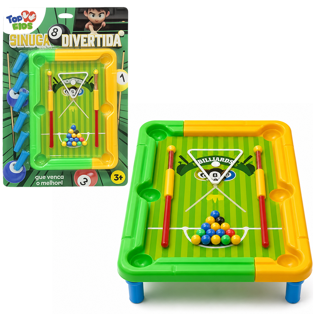 MESA DE SINUCA / BILHAR DIVERTIDA COM ACESSORIOS TOP KIDS 26 PECAS