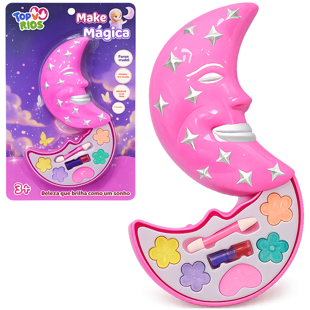 ESTOJO DE MAQUIAGEM COM SOMBRA + PINCEL PARA BONECA MEIA LUA TOP KIDS