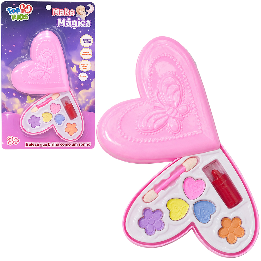 ESTOJO DE MAQUIAGEM COM SOMBRA + PINCEL PARA BONECA CORACAO TOP KIDS