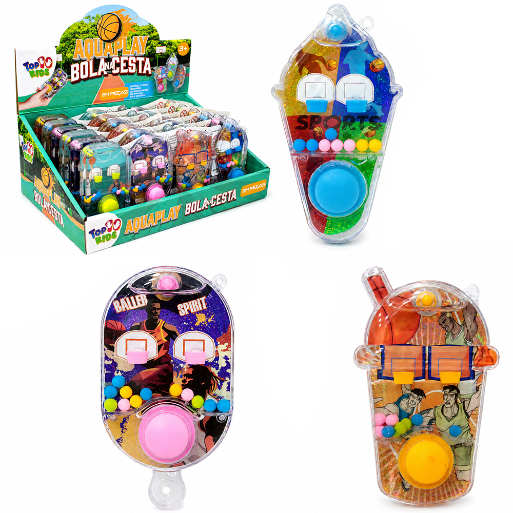 AQUAPLAY JOGO DE BASQUETE BOLA NA CESTA TOP KIDS 10,5X5,5CM DP PLAY