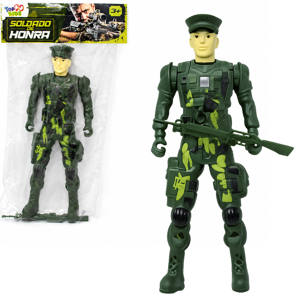 BONECO SOLDADO MILITAR COM ARMA SOLDADO DE HONRA TOP KIDS