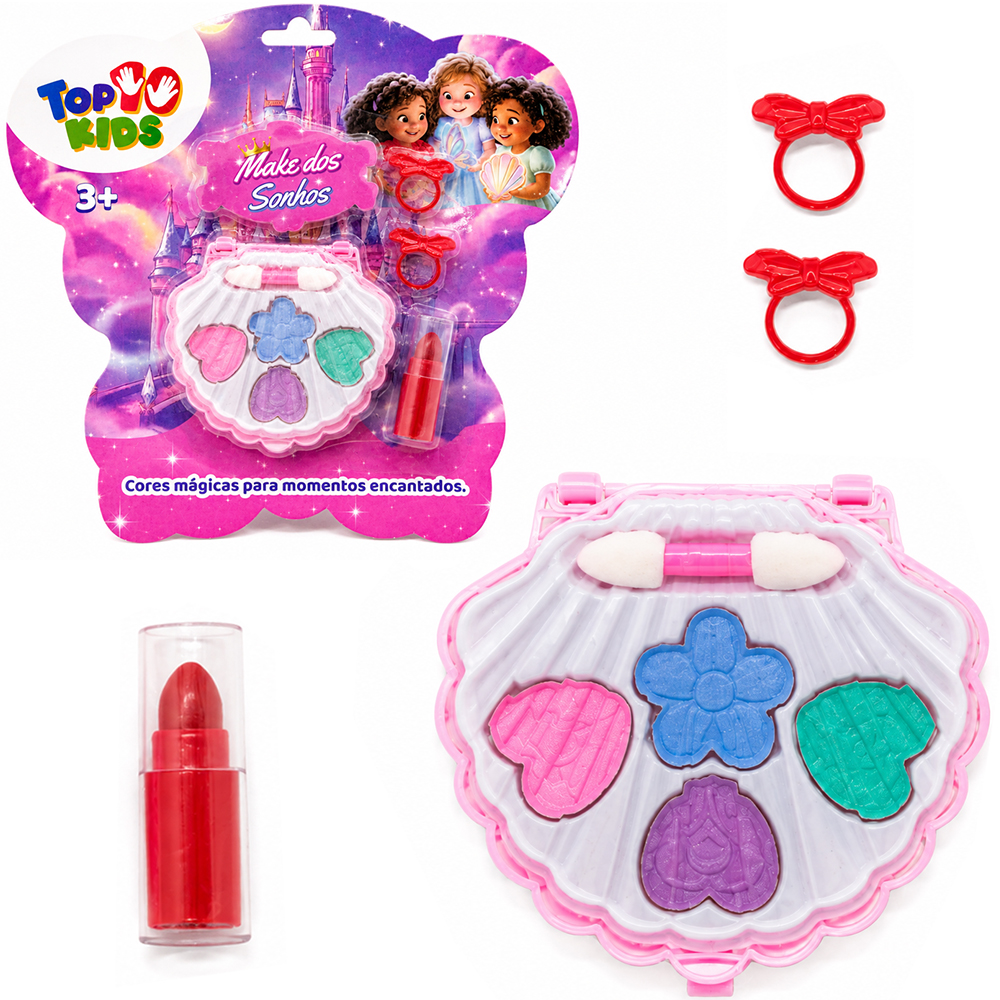 ESTOJO DE MAQUIAGEM COM SOMBRA + BATOM E ACESSORIOS PARA BONECA CONCHA TOP KIDS