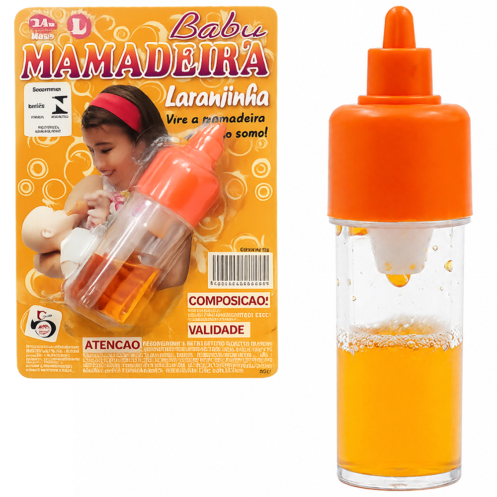 MAMADEIRA MAGICA PARA BONECA COM SUQUINHO DE LARANJA