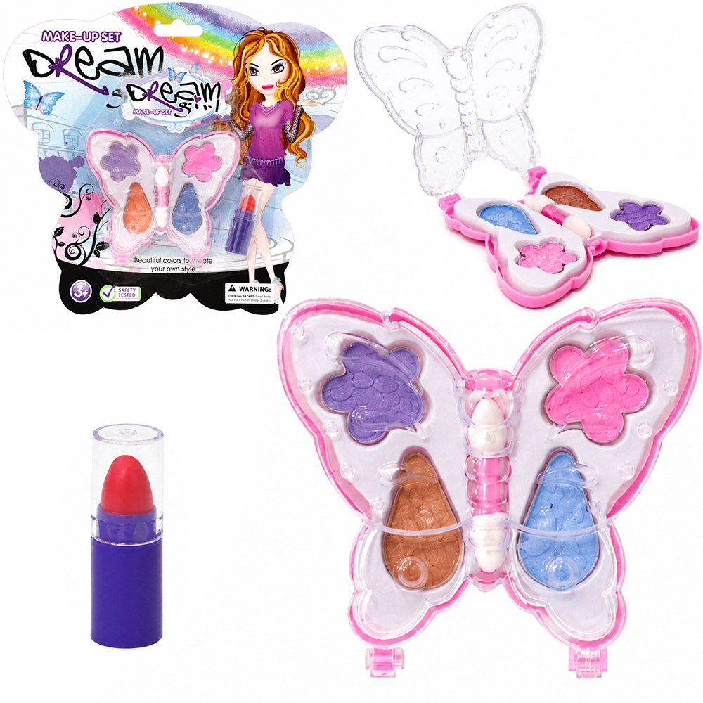 ESTOJO DE MAQUIAGEM COM SOMBRA + BATOM E PINCEL PARA BONECA BORBOLETA MAKE-UP SET DREAM