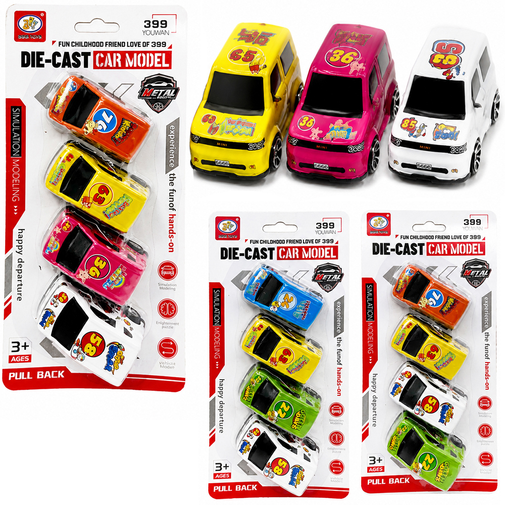 CARRO DE METAL A FRICCAO PULL BACK DIE-CAST CAR MODEL COM 4 PECAS CRT