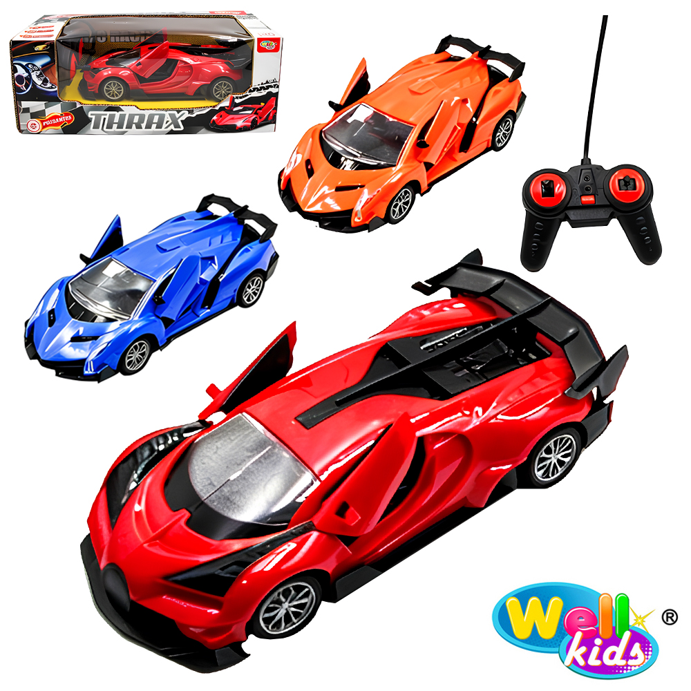 CARRO COM CONTROLE REMOTO SEM FIO THRUD POSSANTES 7 FUNCOES COM LUZ A PILHA 