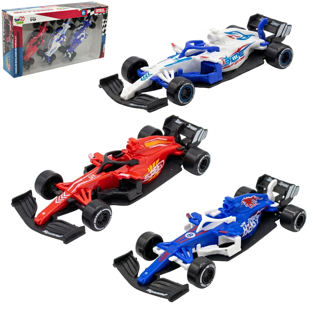 CARRO FORMULA 1 CAR TOP KIDS RODA LIVRE COM 3 PECAS