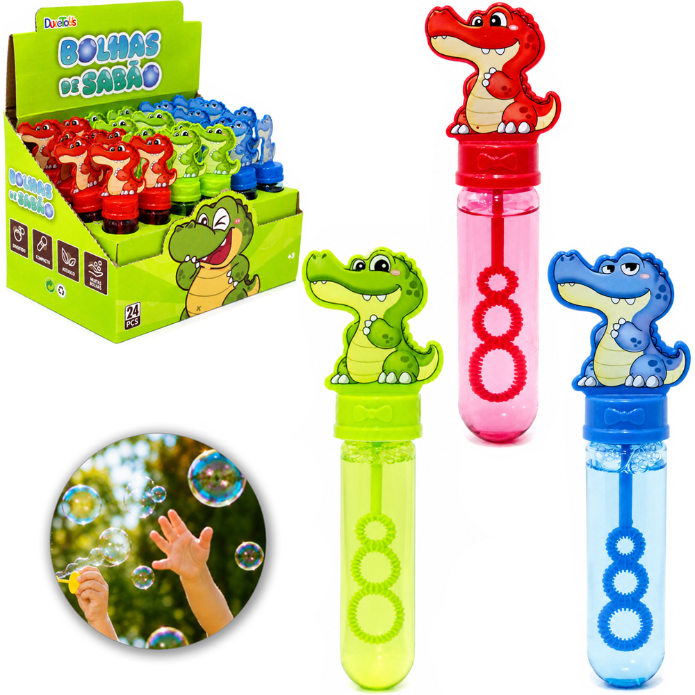 LANCA BOLHA DE SABAO NO TUBO CROCODILO 14CM DP PLAY