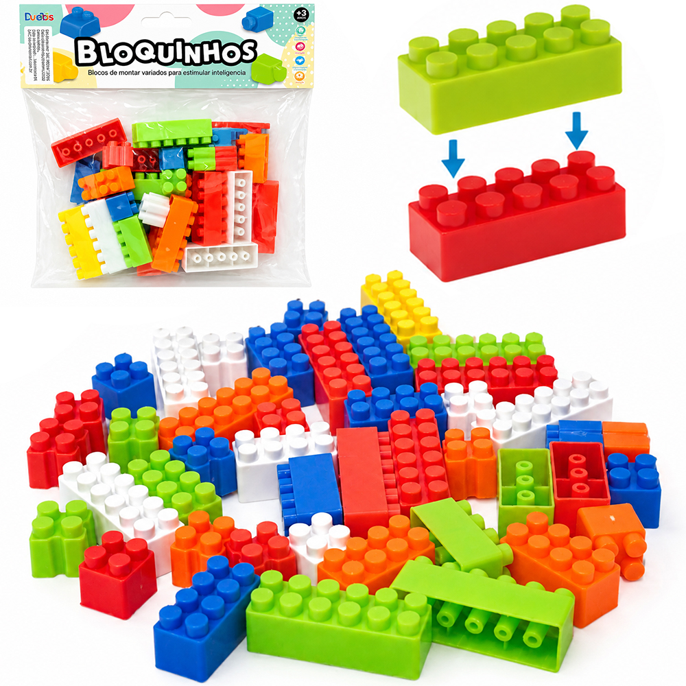 BLOCOS DE MONTAR BLOCKS BLOQUINHOS COM 40 PECAS 
