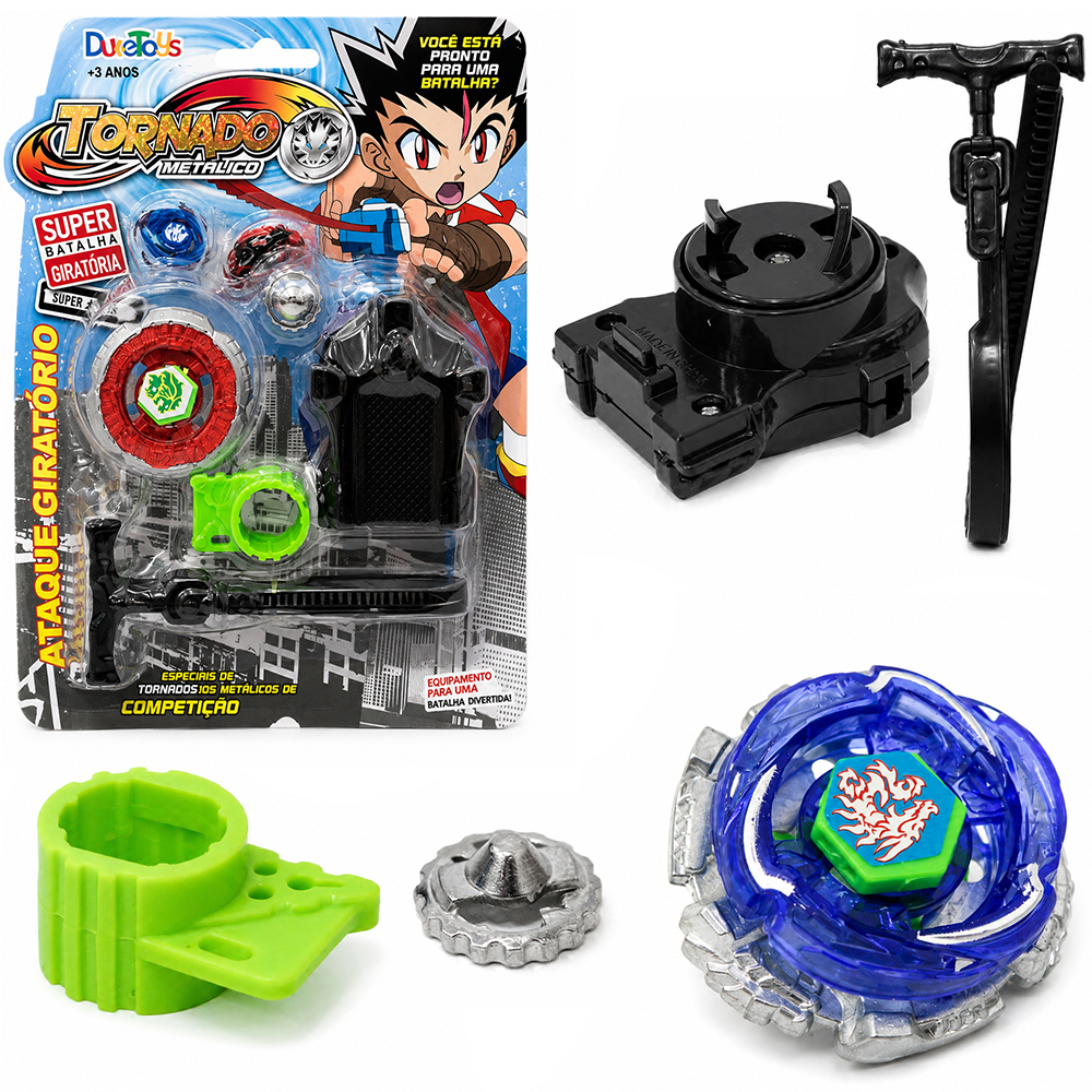 PIAO / BLADE COM LANCADOR TORNADO METALICO SUPER BATALHA GIRATORIA 5 PECAS  