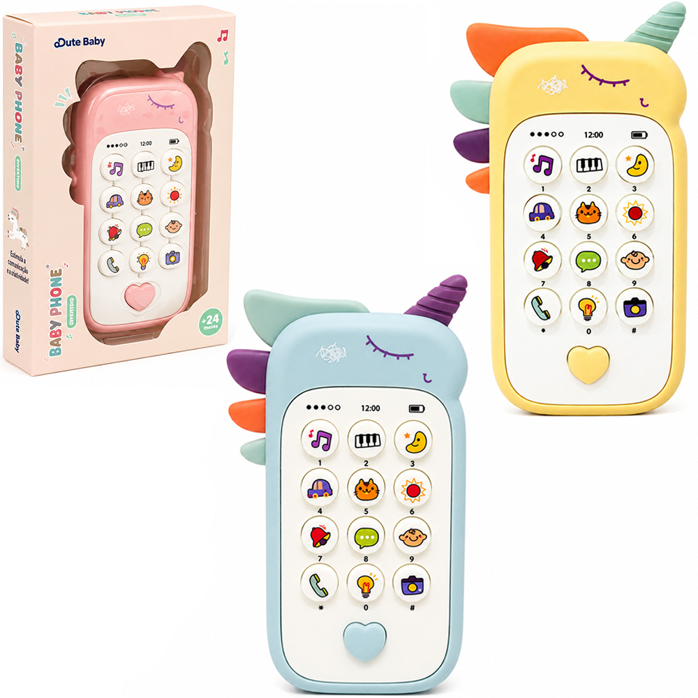 CELULAR MUSICAL INFANTIL UNICORNIO BABY PHONE COM LUZ A PILHA