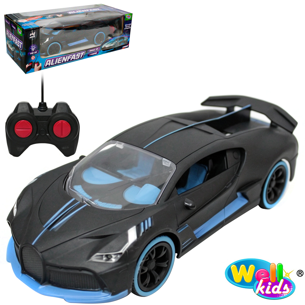 CARRO COM CONTROLE REMOTO SEM FIO ALIENFAST POSSANTES 7 FUNCOES COM LUZ A PILHA 