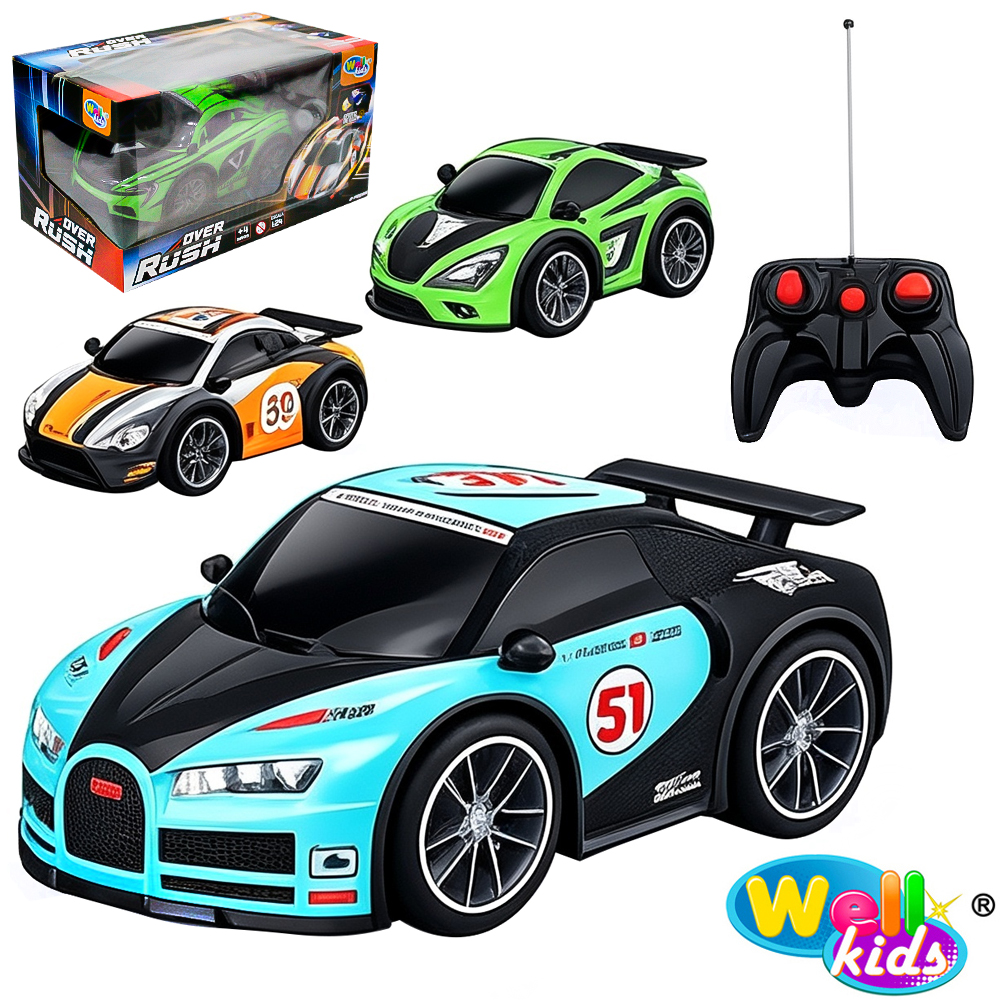 CARRO COM CONTROLE REMOTO SEM FIO OVER RUSH 7 FUNCOES COM LUZ A PILHA 