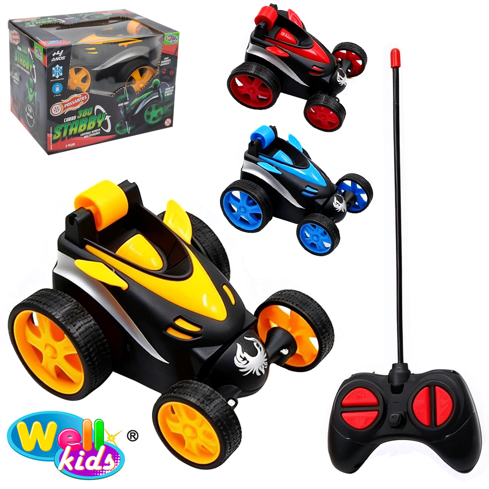 CARRO MALUCO CAMBALHOTA COM CONTROLE REMOTO SEM FIO 360º STABBY POSSANTES COM LUZ A PILHA 