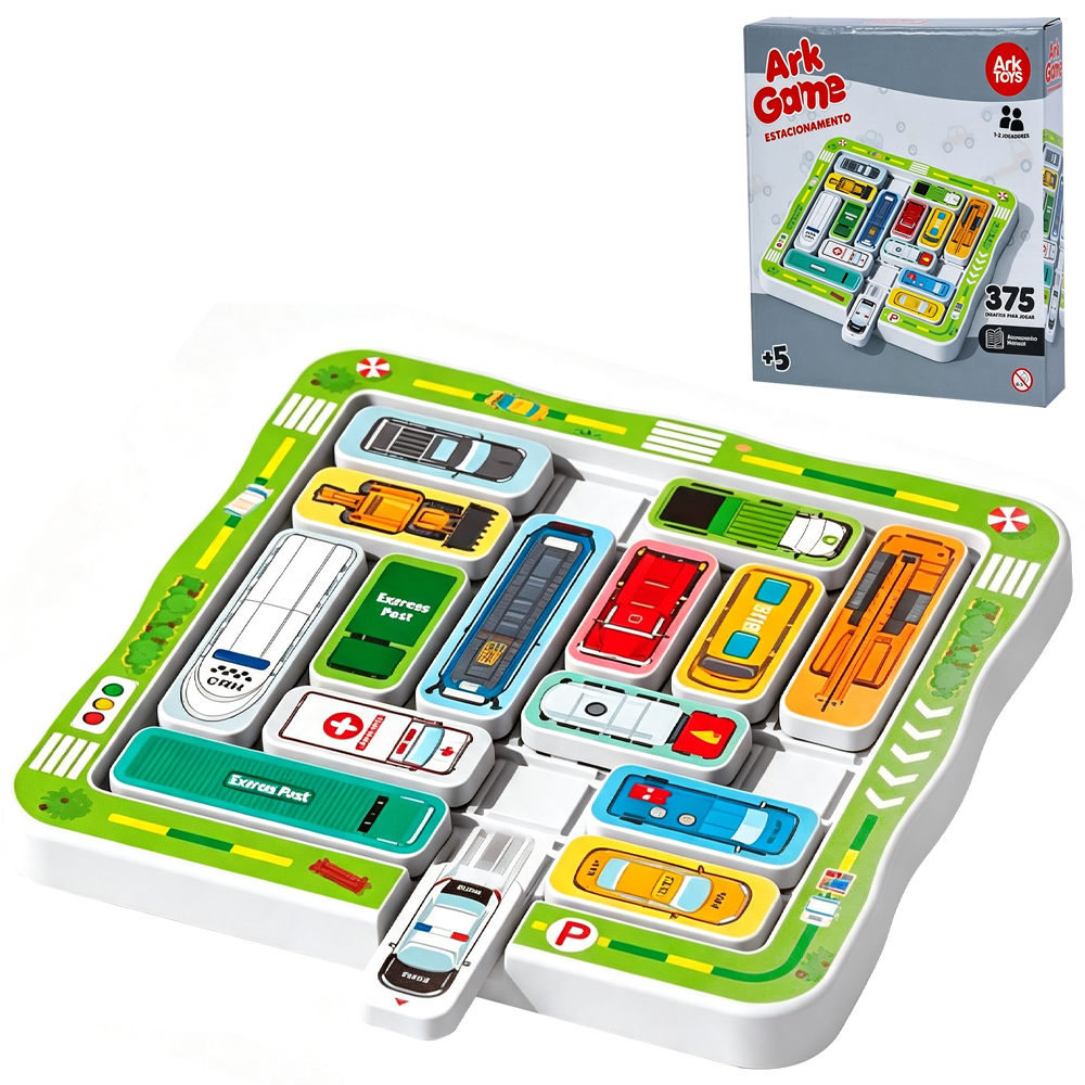 JOGO ESTACIONAMENTO COM TABULEIRO + 15 VEICULOS 375 DESAFIOS ARK GAME 