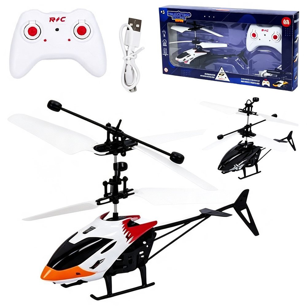 HELICOPTERO DRONE COM SENSOR DE APROXIMACAO RECARREGAVEL USB + LUZ E CONTROLE REMOTO A PILHA 