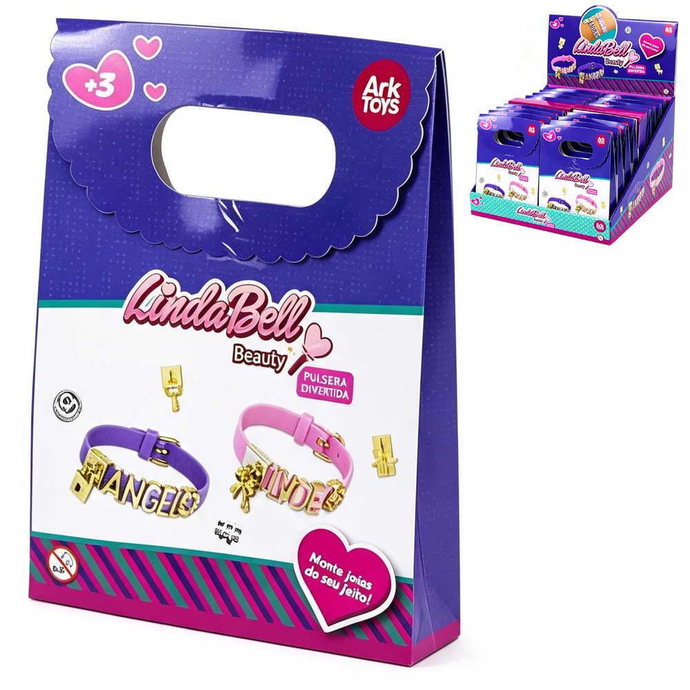 KIT BELEZA / BIJUTERIA INFANTIL COM 2 PULSEIRAS + 2 PINGENTES E ACESSORIOS 39 PECAS LINDA BELL BEAUTY 
