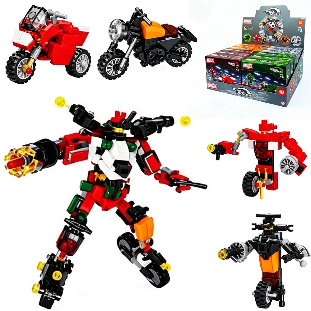 BLOCOS DE MONTAR INBLOX TURBO RACER MOTO OU ROBO 2 EM 1 (4 MODELOS FORMA MEGA ROBO) TLEG DP PLAY 