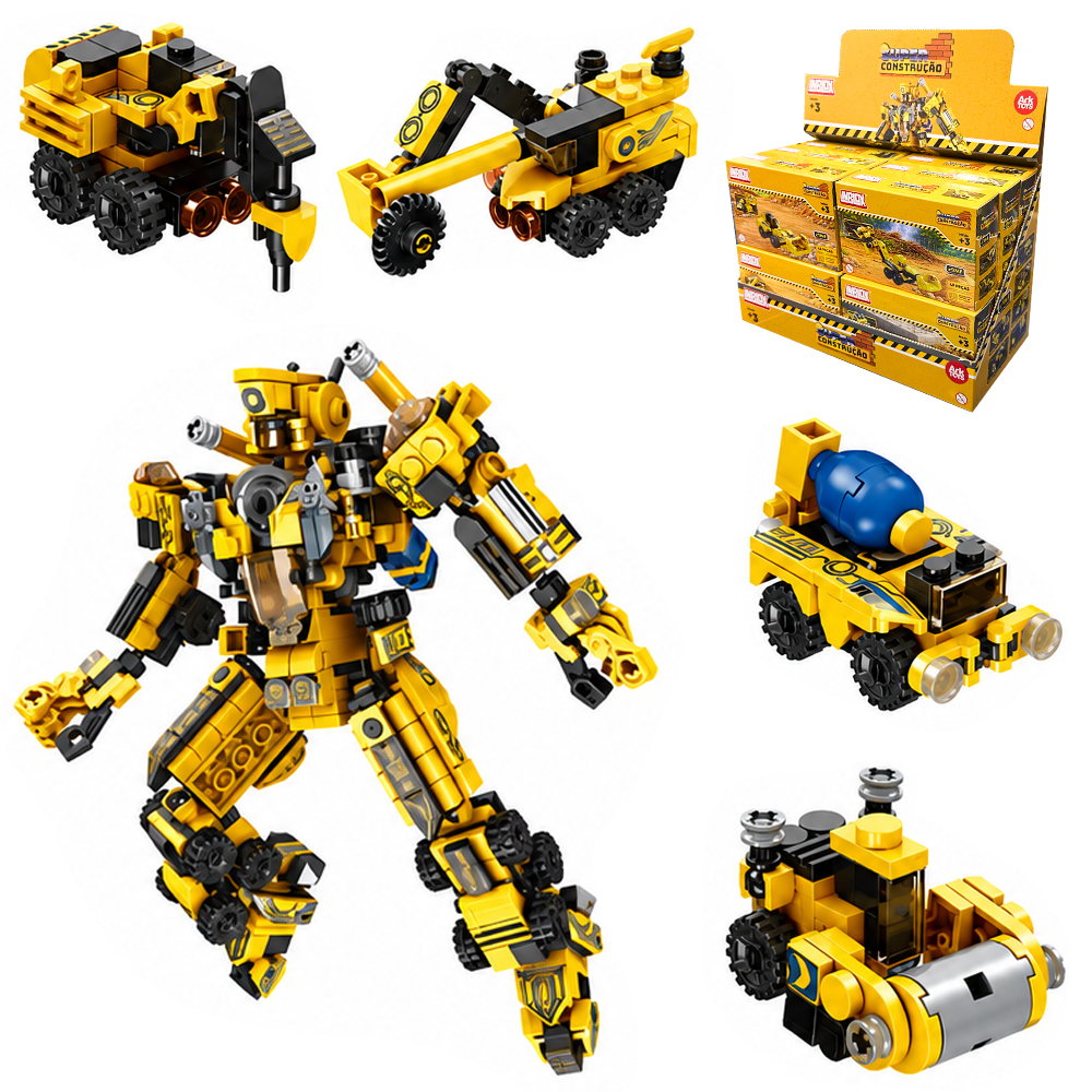 BLOCOS DE MONTAR INBLOX SUPER CONSTRUCAO 2 EM 1 (12 MODELOS FORMA SUPER ROBO) TLEG DP PLAY 