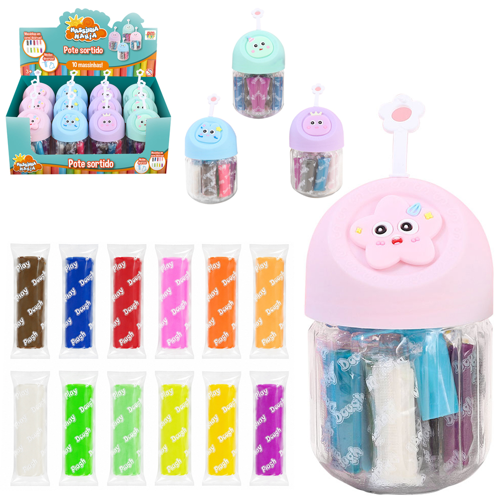 MASSINHA DE MODELAR MANIA COM 10 CORES 65G + MOLDE NO POTE DP PLAY 