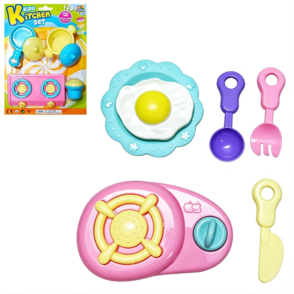 KIT COZINHA INFANTIL COM FOGAO + OVO E ACESSORIOS KIDS KITCHEN SET 6 PECAS 