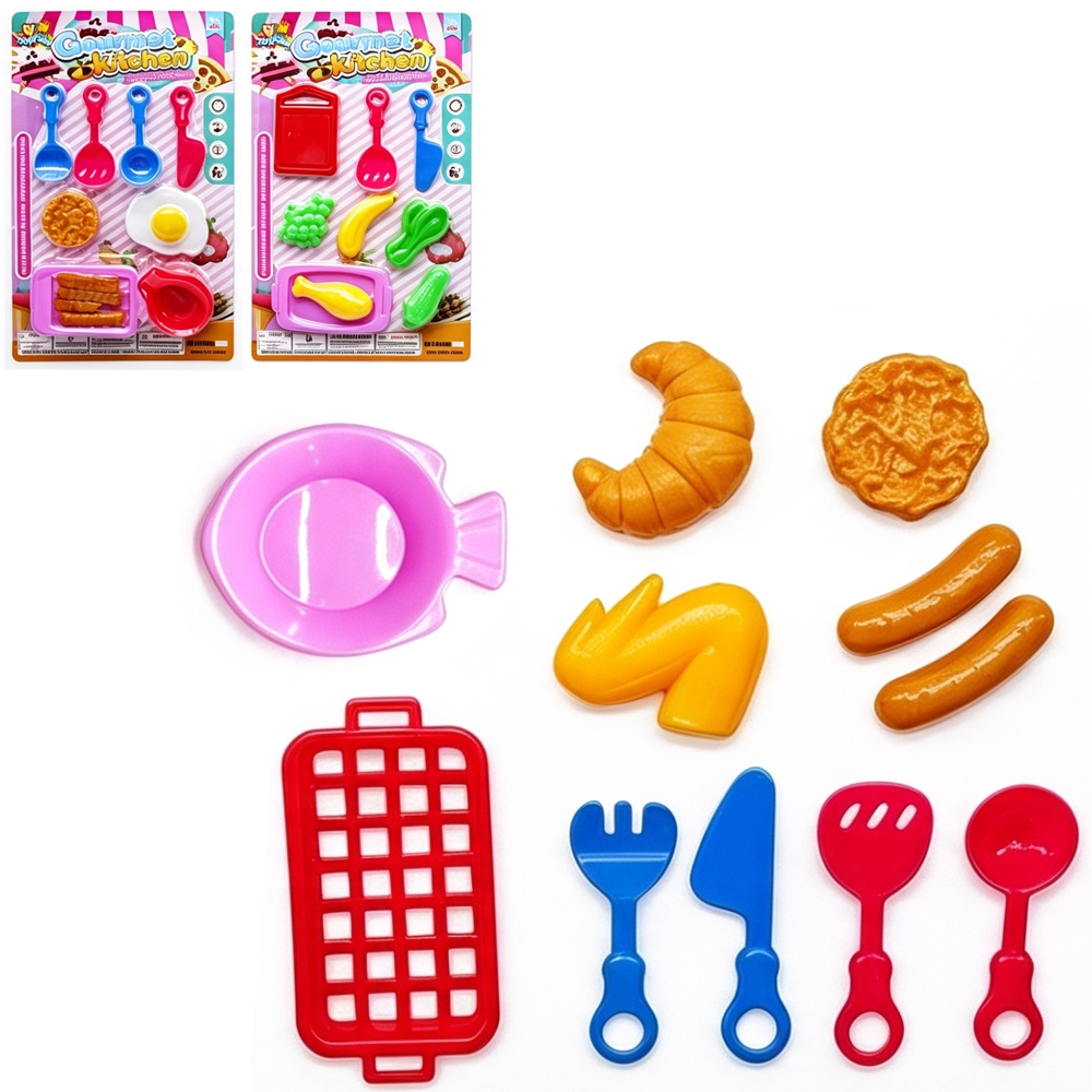 KIT COZINHA INFANTIL COM TABUA + FACA E ACESSORIOS GOURMET KITCHEN 9 PECAS 