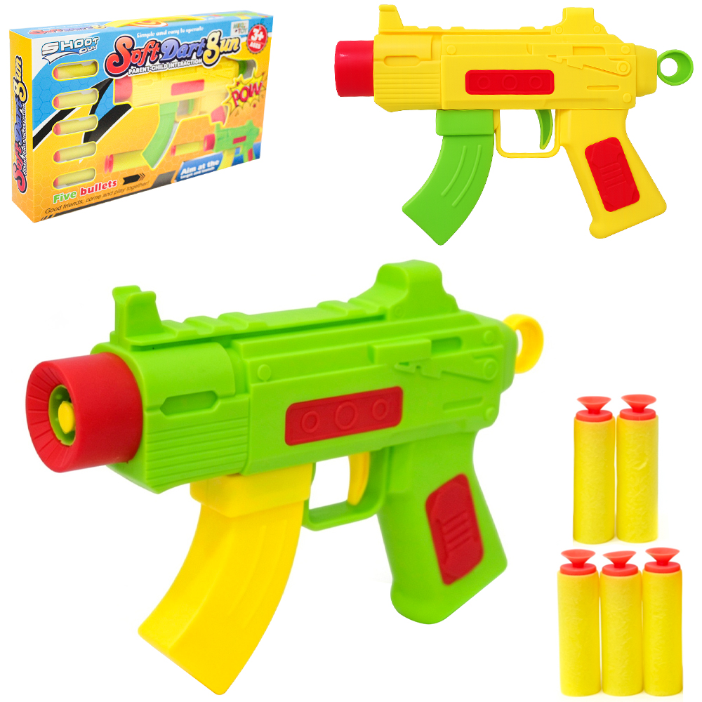 PISTOLA LANCA DARDO ESPUMA / VENTOSA COM 5 DARDOS SOFT DART GUN 