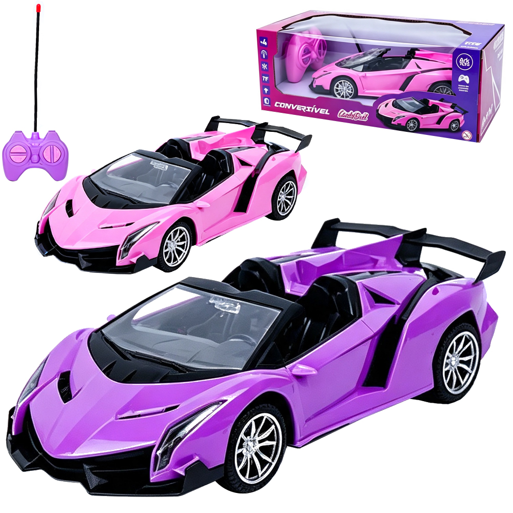 CARRO COM CONTROLE REMOTO SEM FIO CONVERSIVEL LINDA BELL 7 FUNCOES COM LUZ A PILHA 