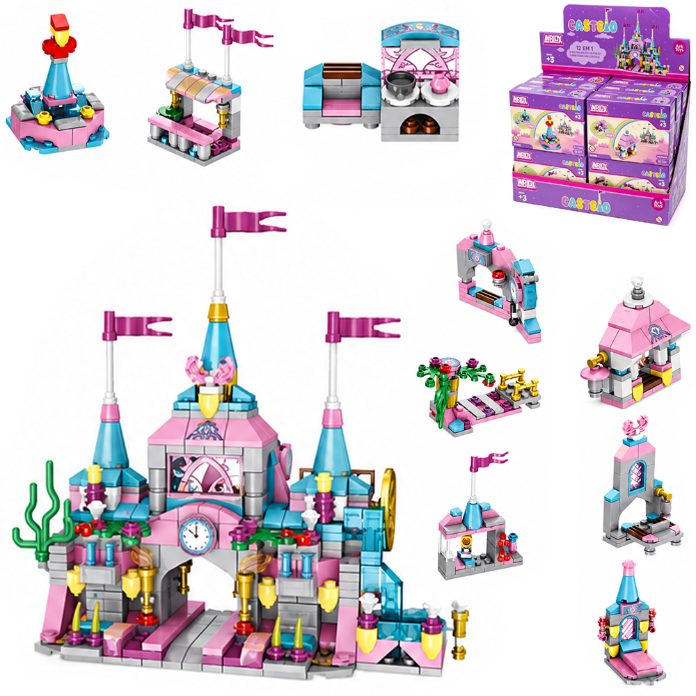 BLOCOS DE MONTAR INBLOX 2 EM 1 (12 MODELOS FORMA CASTELO) TLEG DP PLAY 