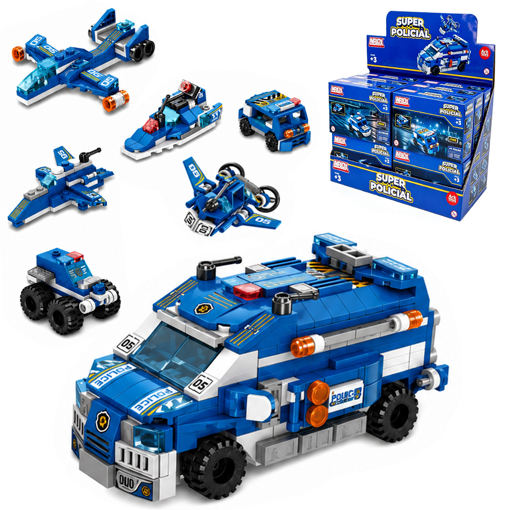 BLOCOS DE MONTAR INBLOX 2 EM 1 (12 MODELOS FORMA SUPER CARRO DE POLICIA) TLEG DP PLAY 