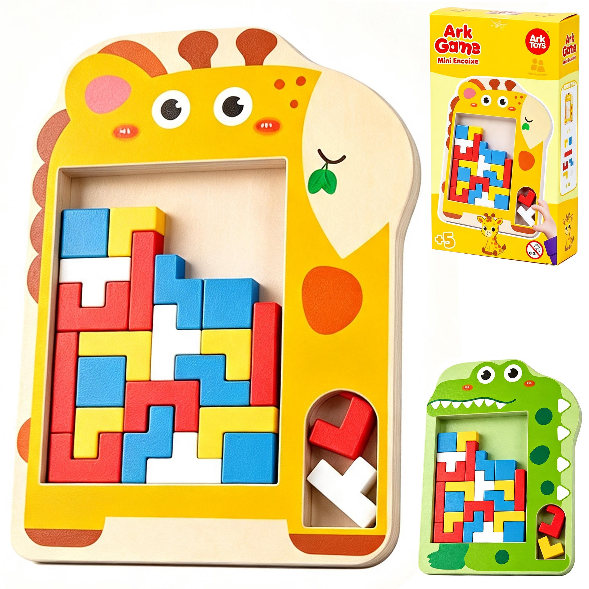JOGO DE ENCAIXE TETRIS COM TABULEIRO BICHINHOS ARK GAME 8,5X6,5X1CM 