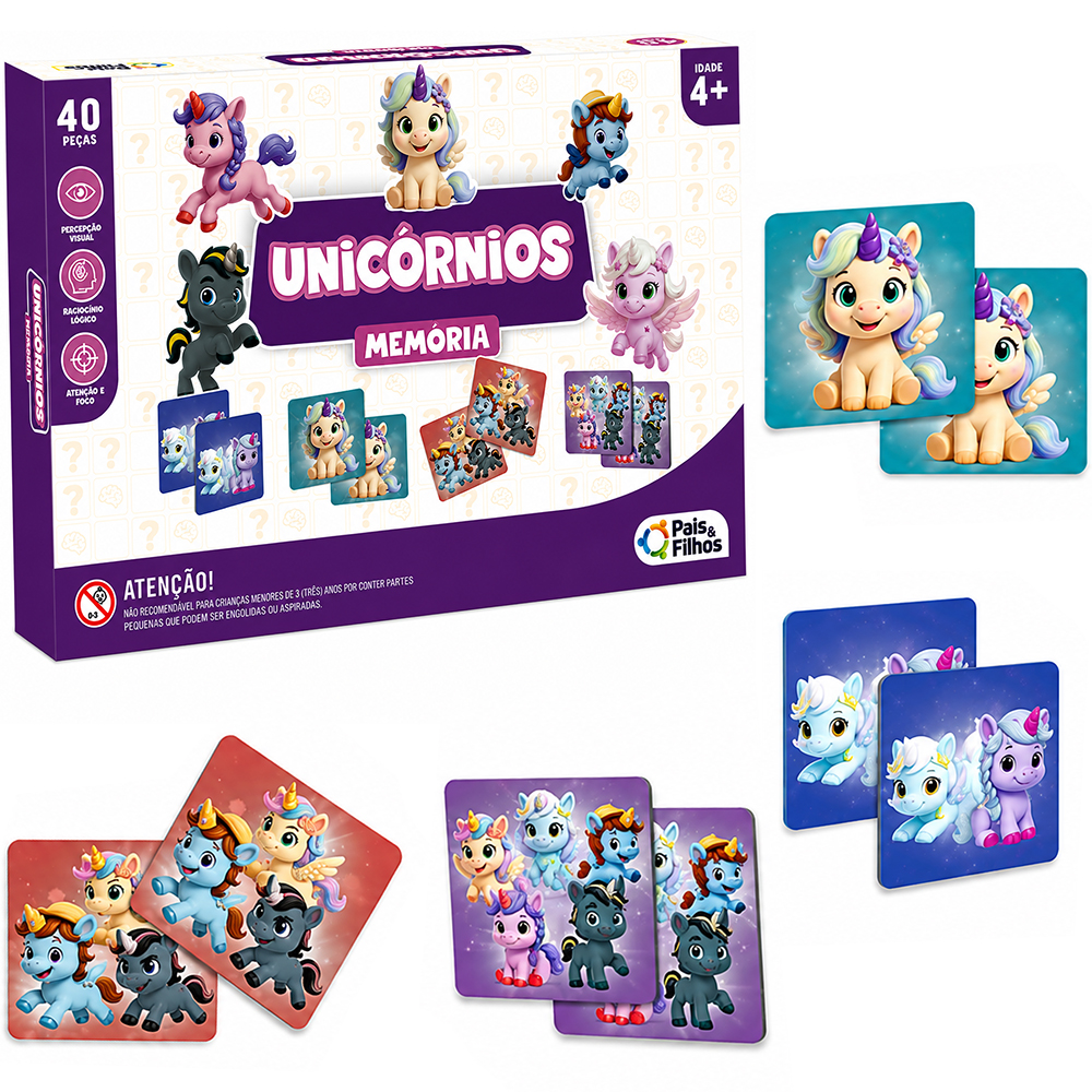 JOGO DA MEMORIA UNICORNIOS COM 40 PECAS