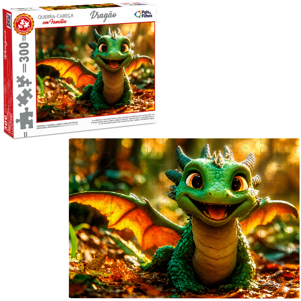QUEBRA CABECA EM FAMILIA DRAGAO COM 300 PECAS 54X37CM