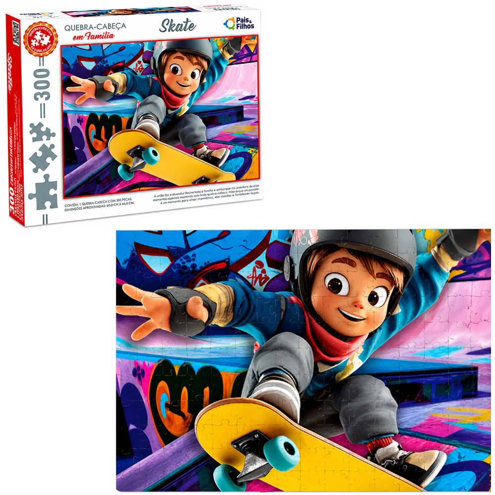 QUEBRA CABECA EM FAMILIA SKATE COM 300 PECAS 54X37CM