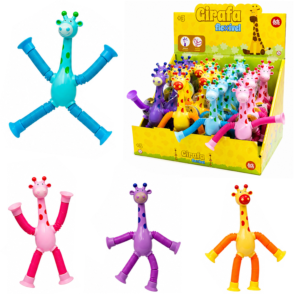 GIRAFA BRACOS / PERNAS ESTICA E VOLTA COM MOLA + VENTOSA E LUZ A BATERIA ARK TOYS DP PLAY