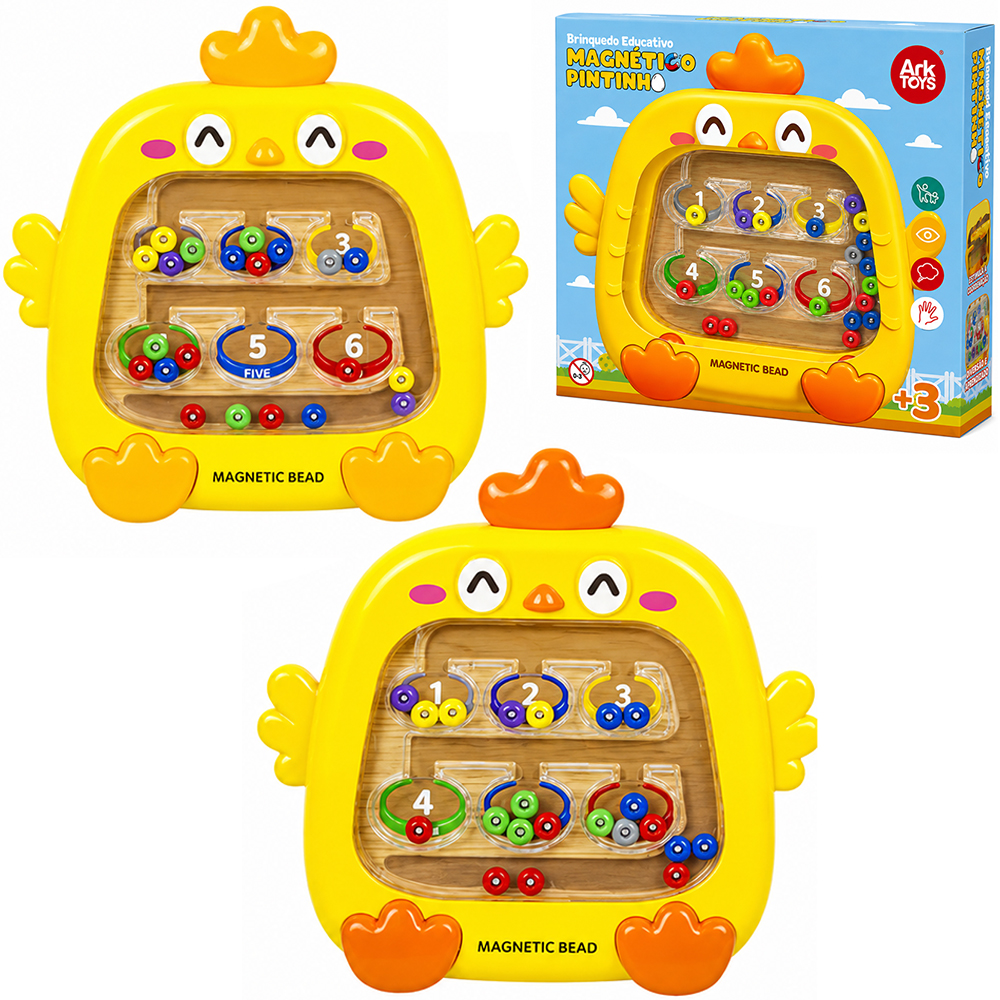 BRINQUEDO EDUCATIVO MAGNETICO PINTINHO CORES E NUMEROS COM CANETA ARK TOYS
