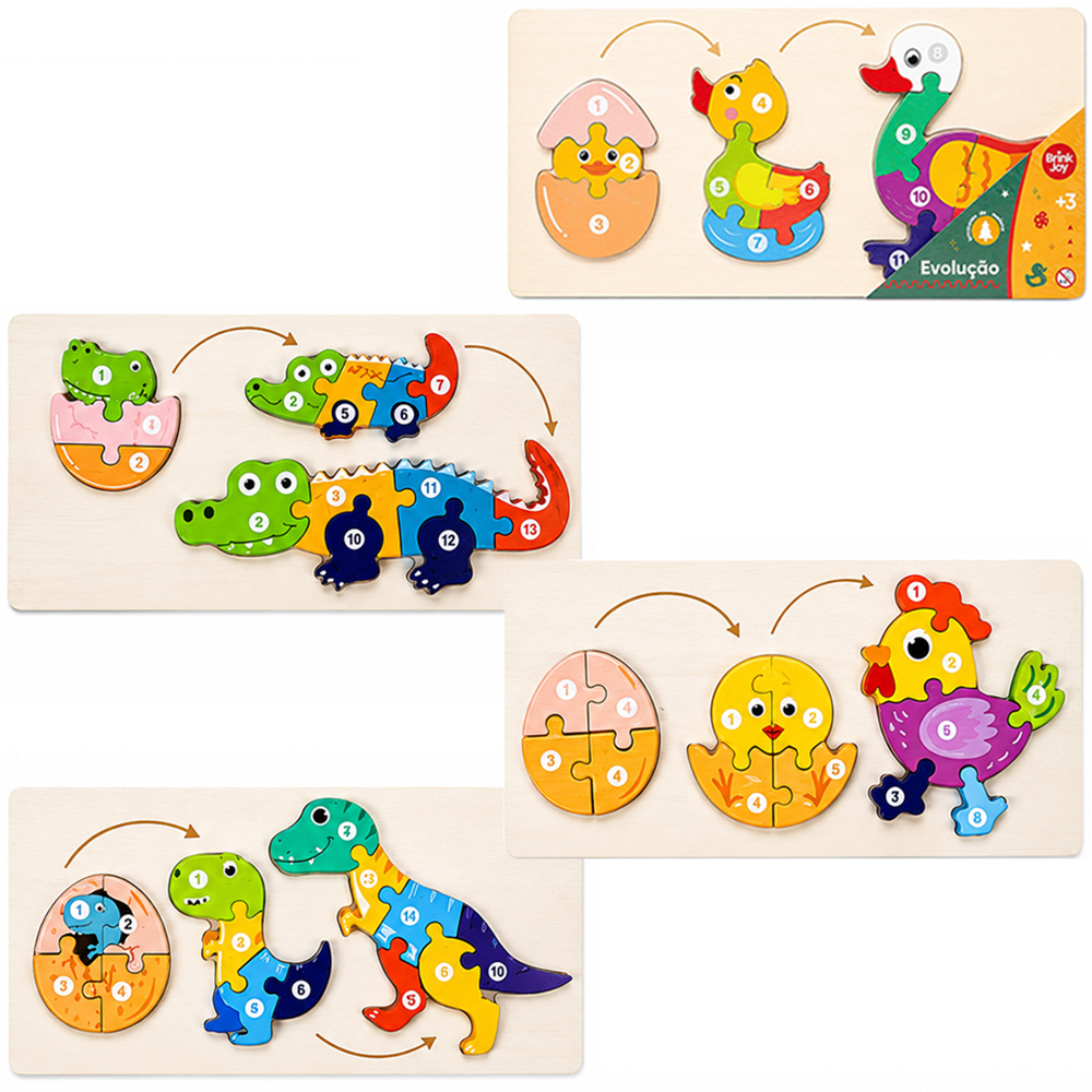 BRINQUEDO EDUCATIVO EVOLUCAO SORTIDOS DE MADEIRA BRINK JOY 30X15CM