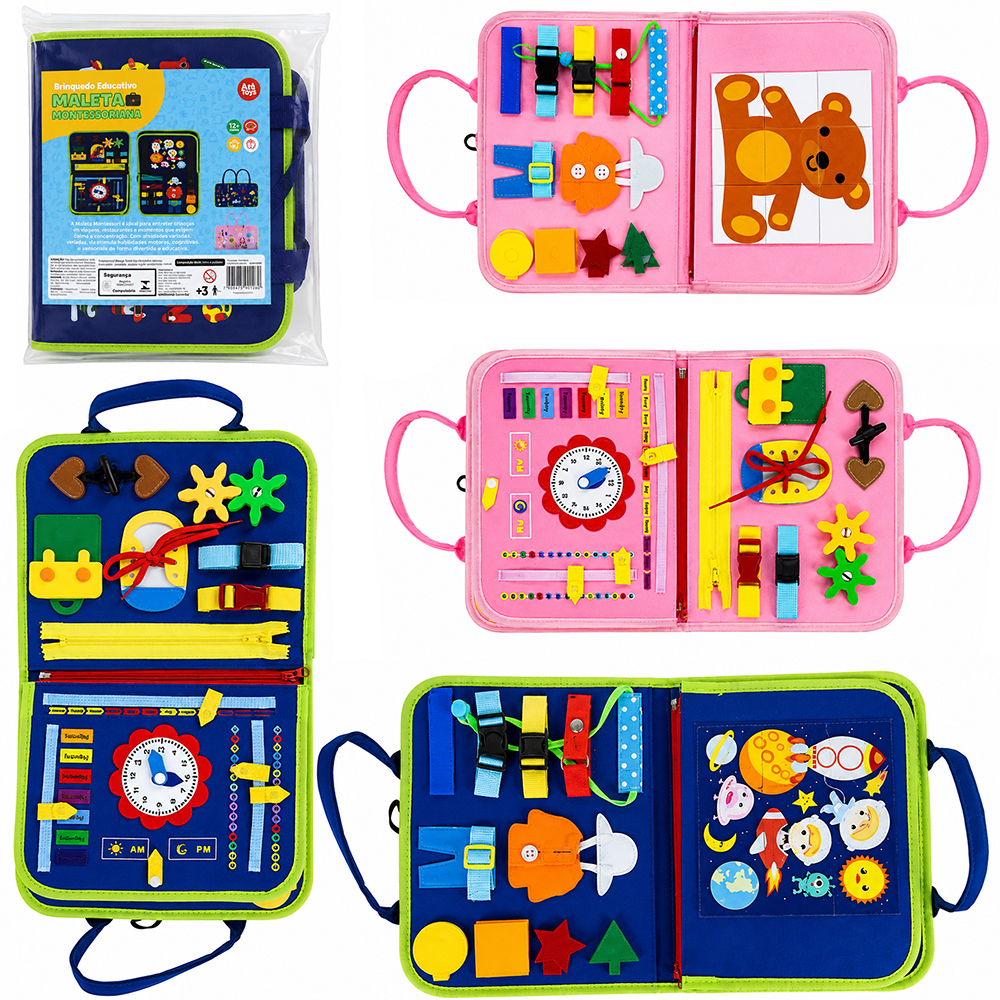 BRINQUEDO EDUCATIVO MALETA MONTESSORI ARK TOYS 28X22CM