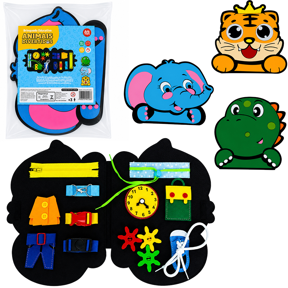BRINQUEDO EDUCATIVO ANIMAIS DIVERTIDOS ARK TOYS 30X29CM 
