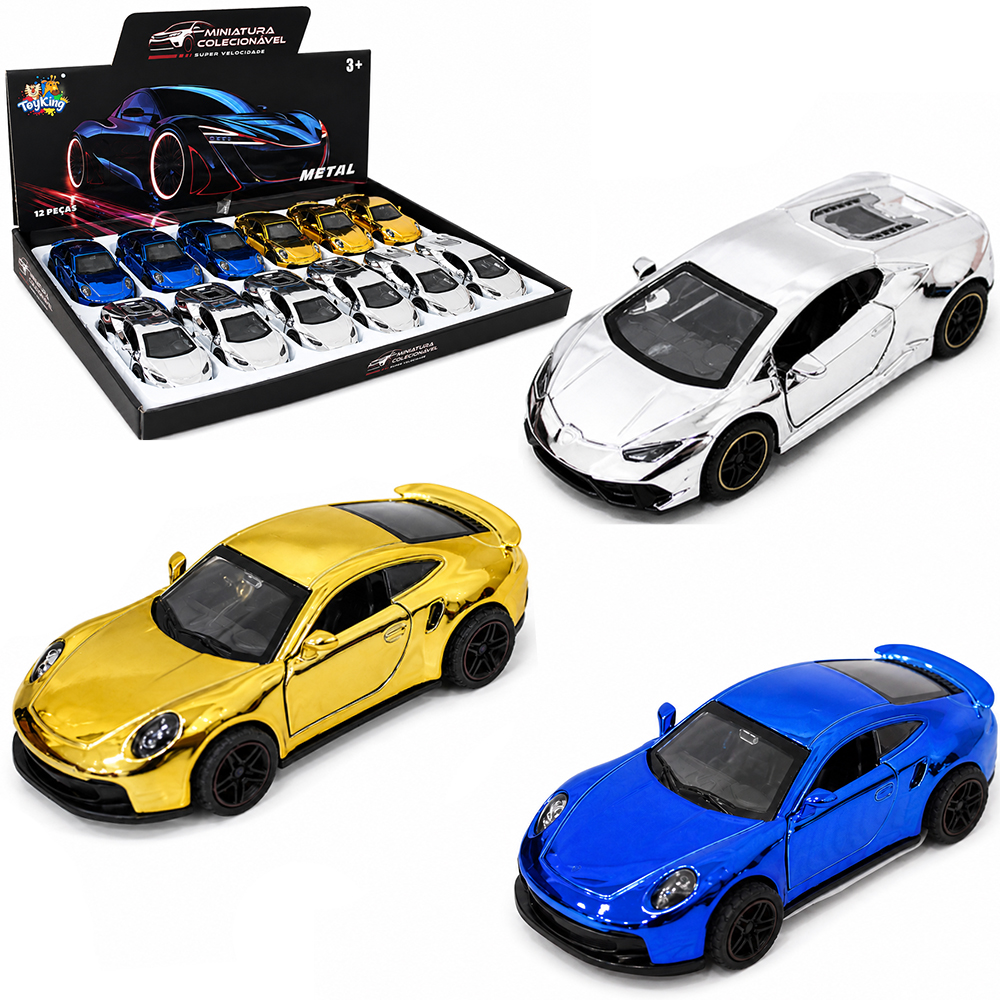 CARRO DE METAL METALIZADO A FRICCAO PULL BACK MINIATURA COLECIONAVEL DP PLAY 
