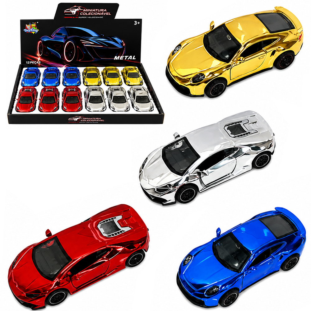 CARRO DE METAL METALIZADO A FRICCAO PULL BACK MINIATURA COLECIONAVEL DP PLAY 